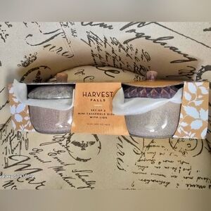 Harvest Falls 2 set Mini Casserole Dishes w/lids NIB 14oz each